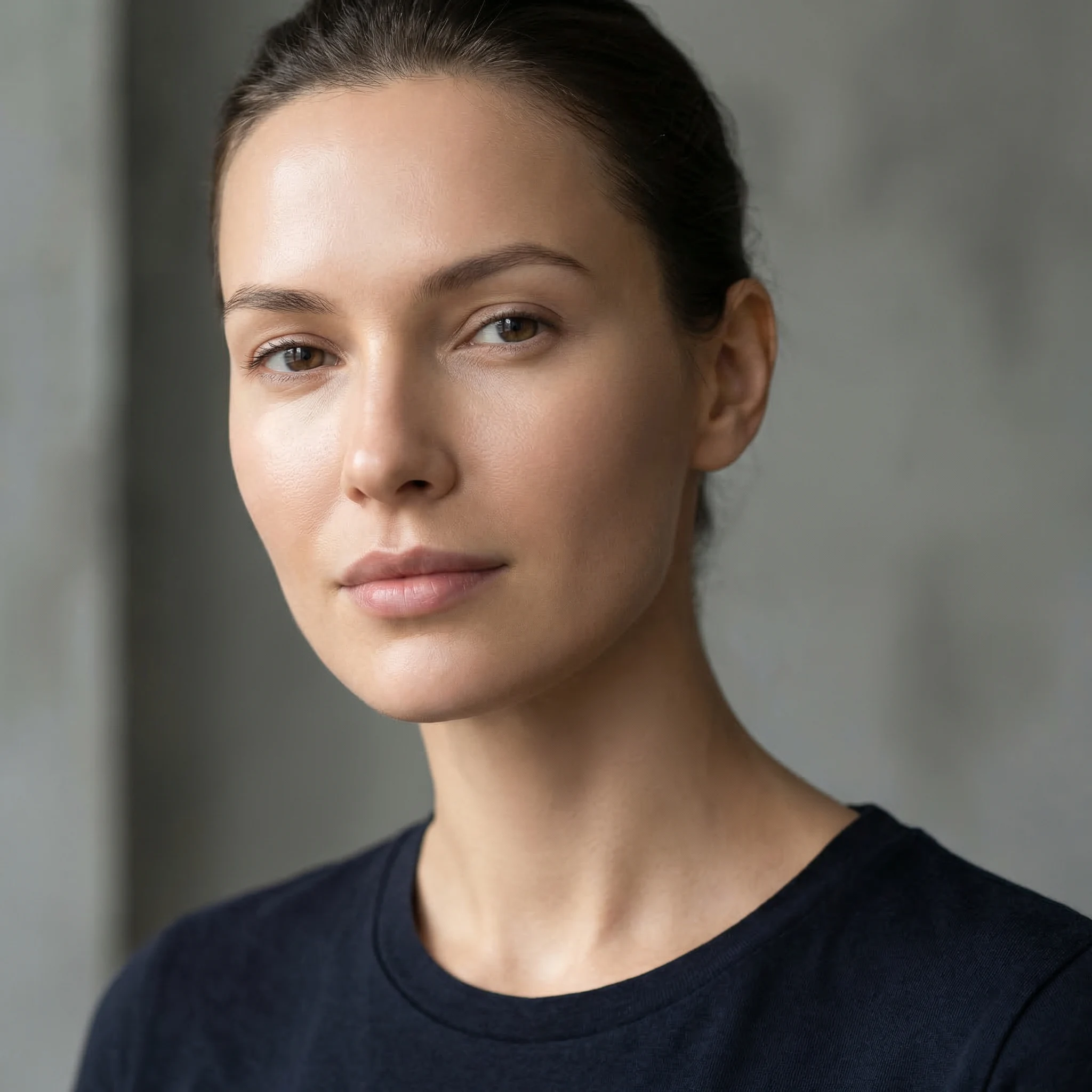 Confident woman with smooth radiant skin and natural facial contours after filler treatment