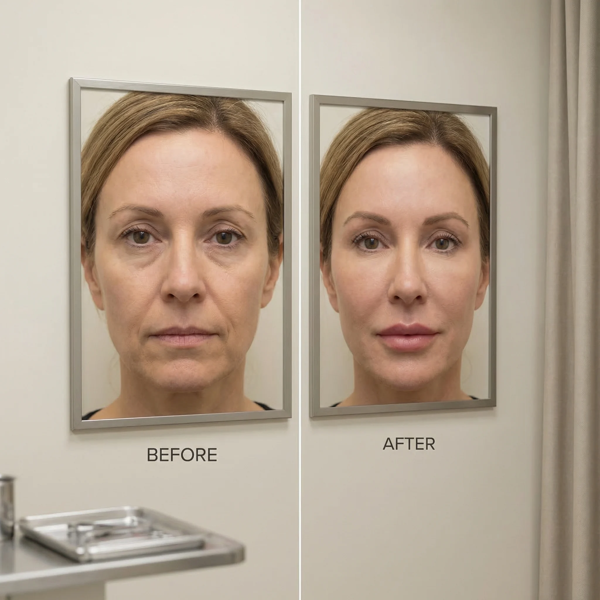 Before and after comparison showing natural facial rejuvenation from dermal filler treatment