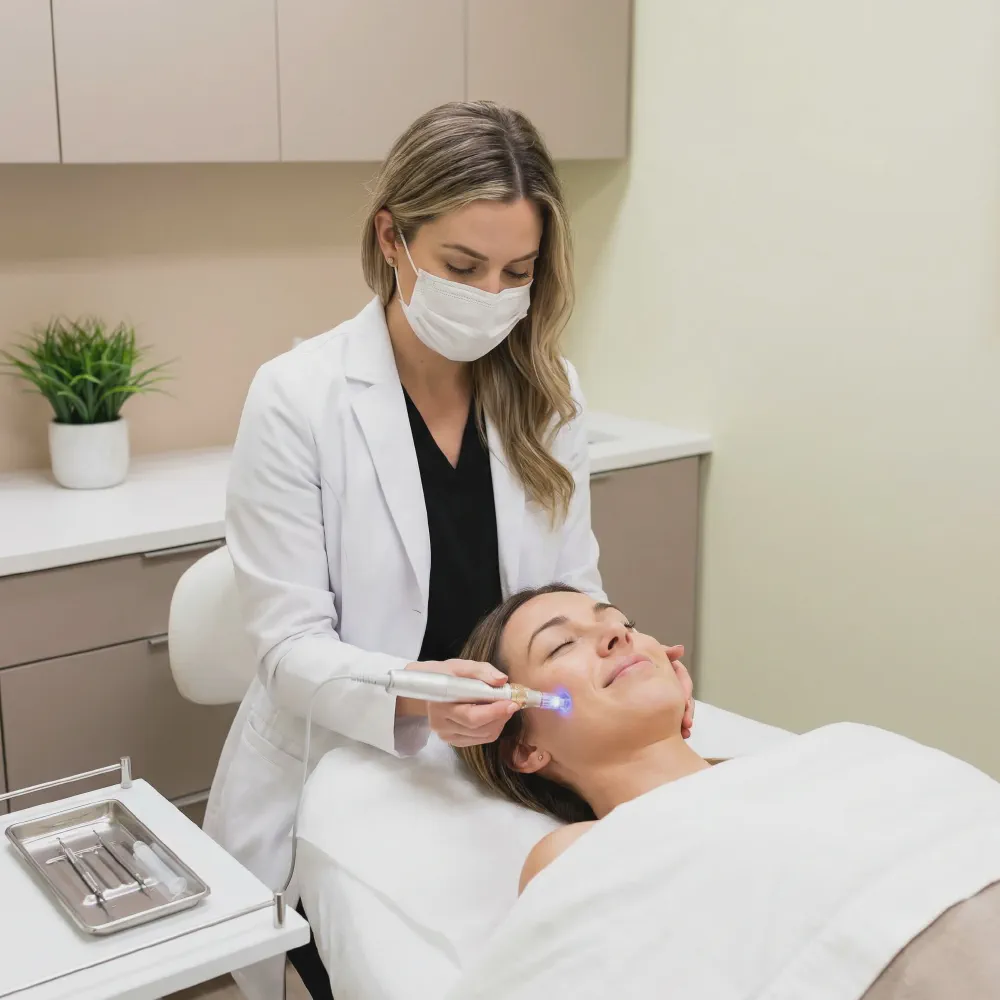 Provider performing a facial skin treatment on a relaxed client at Beautiful Body and Beyond